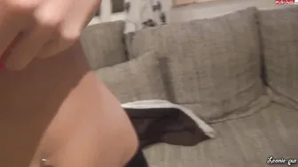 Leonie-pur caresses pussy through panties