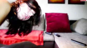 HOT shy slut caresses shaved cunt