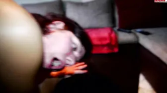 HOT shy slut caresses shaved cunt