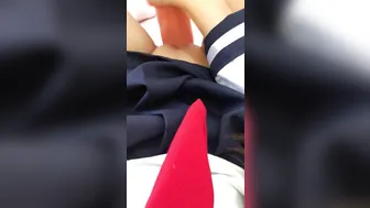 mylittlechar attractive chick diligently licks dildo