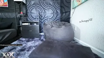 xkenandbarbiex hot lady caresses big tits