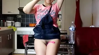 french_lolita attractive chick is pounded with a bottle in the ass.