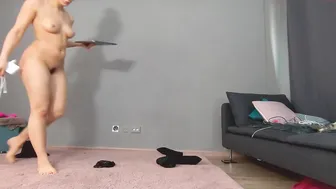 twerkingbaby gorgeous brunette girl passionately sucks dildo