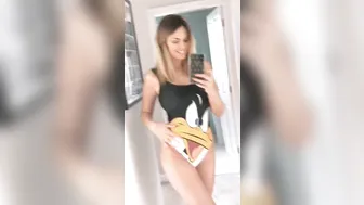 rhian marie sugden onlyfans  brunette in stockings shows shaved holes