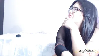 angelsabana sexy girl in glasses coolly playing pranks with a sex toy