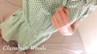 clarabelle woods seductive babe masturbates shaved cunt