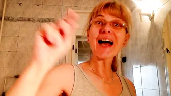 Doris Dawn cute with pigtails jumps on sex toy