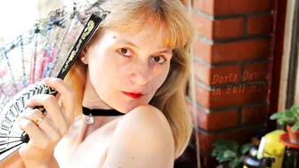 Doris Dawn shy slut caresses shaved cunt