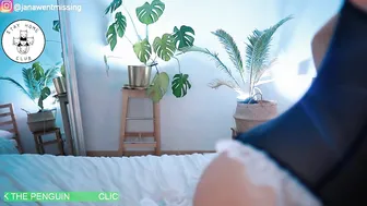 ocicat chick with slack tits dancing in front of the camera