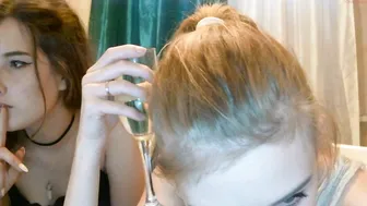 trioa busty female pleases herself with sex toy