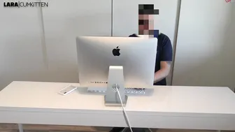 Lara CumKitten blonde takes off her stockings and daubs