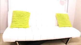 Sandra Latina black-haired handjob lying on the couch
