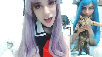Lana_Rain teasing his gap with her middle finger