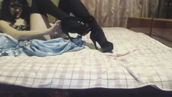 Virtik Baby black-haired lady caresses boobs