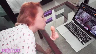 Kiss Cat gorgeous chick caresses shaved cunt