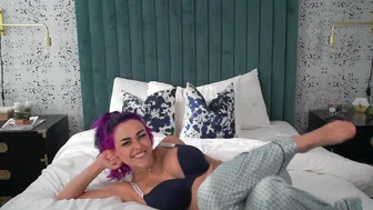 Sabrina Nichole with dildo relaxes her shaved vagina