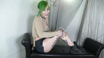 Cattie busty blonde with tattoo fucks both holes