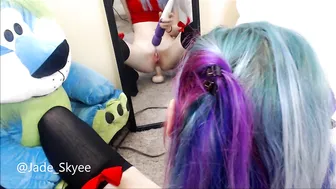 JadeSkye thin skin sucks rubber dick