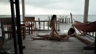 LUNAxJAMES busty bitch jerks pussy with phallus