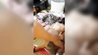 AMURTATTOO  busty brunette sucks dildo