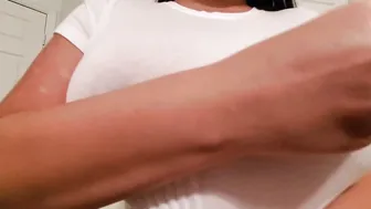 Crystal Lust naughty lady fingering pussy in nature