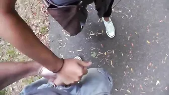 masturbated and finished on the face in the park