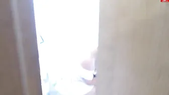 wife sucks a member of her husband in the toilet