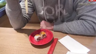 sucks cock in the toilet sushi bar