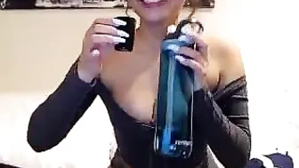 queenemi gently pushes the toy in her pussy