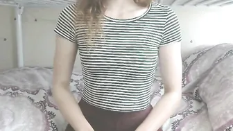 YaGirlDubs classy chick strips and caresses her cunt