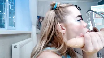 MiaMelon blonde with tattoo caresses huge boobs