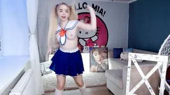 MiaMelon buxom harlot shows underwear