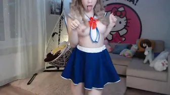 MiaMelon attractive model fucks pussy with sex toy