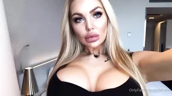 Milana black haired babe puts big tits