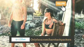 barebackpackers petite babe gently masturbates cunt