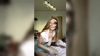 gloriasol onlyfans black-haired young lady in stockings masturbates her shaved pussy