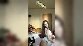 gloriasol onlyfans black-haired young lady in stockings masturbates her shaved pussy