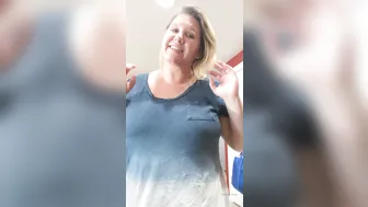 bustykrisann onlyfans ardent young lady caresses big tits at work