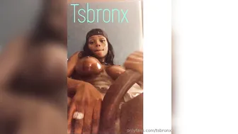 TSBronx onlyfans busty chick masturbates shaved pussy