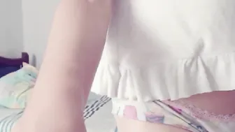 cutevannia slim model strips in the woods