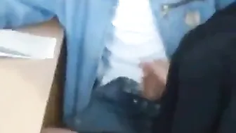 A student jerking off a guy at a lecture