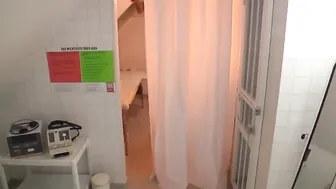 The depraved nurse pestering the patient on the chair