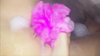 Shalit in the bathroom with a washcloth