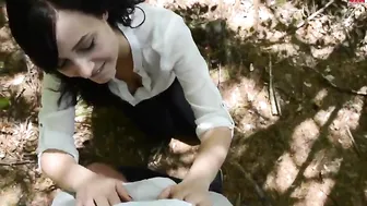 sex teen in the park with a cell phone