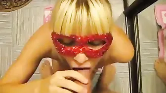 Sucks cock in the toilet