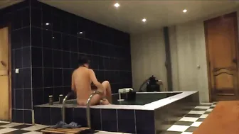 A man fucks a beauty by the pool