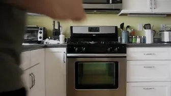 just masturbating her husband in the kitchen