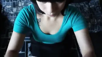 A suction blow from the brunette