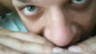 Oral caresses of a young couple