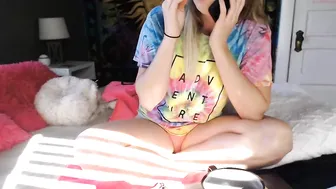 Seductive blonde fucks sex toys
